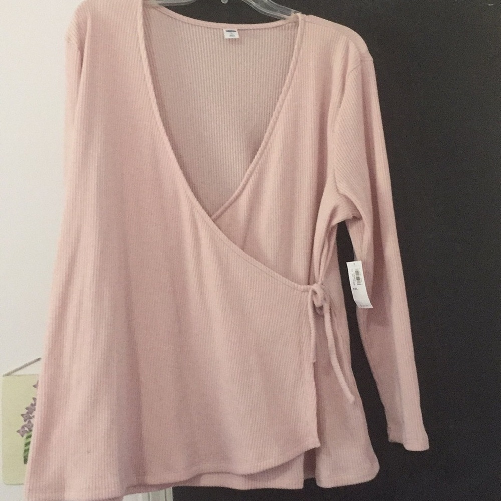 Pink wrap sweater